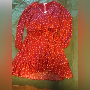 LC Lauren Conrad Faux Wrap Long Sleeve Dress